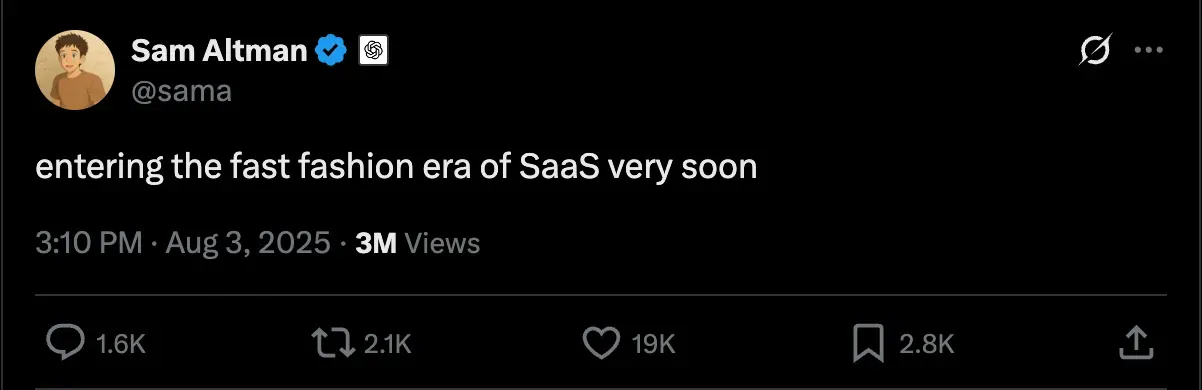 Screenshot of sam altman tweet