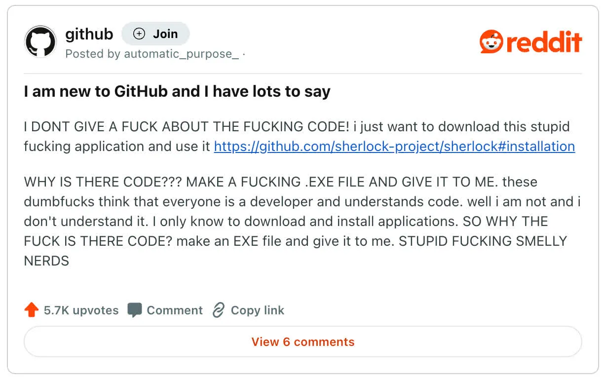 Infamous github rant