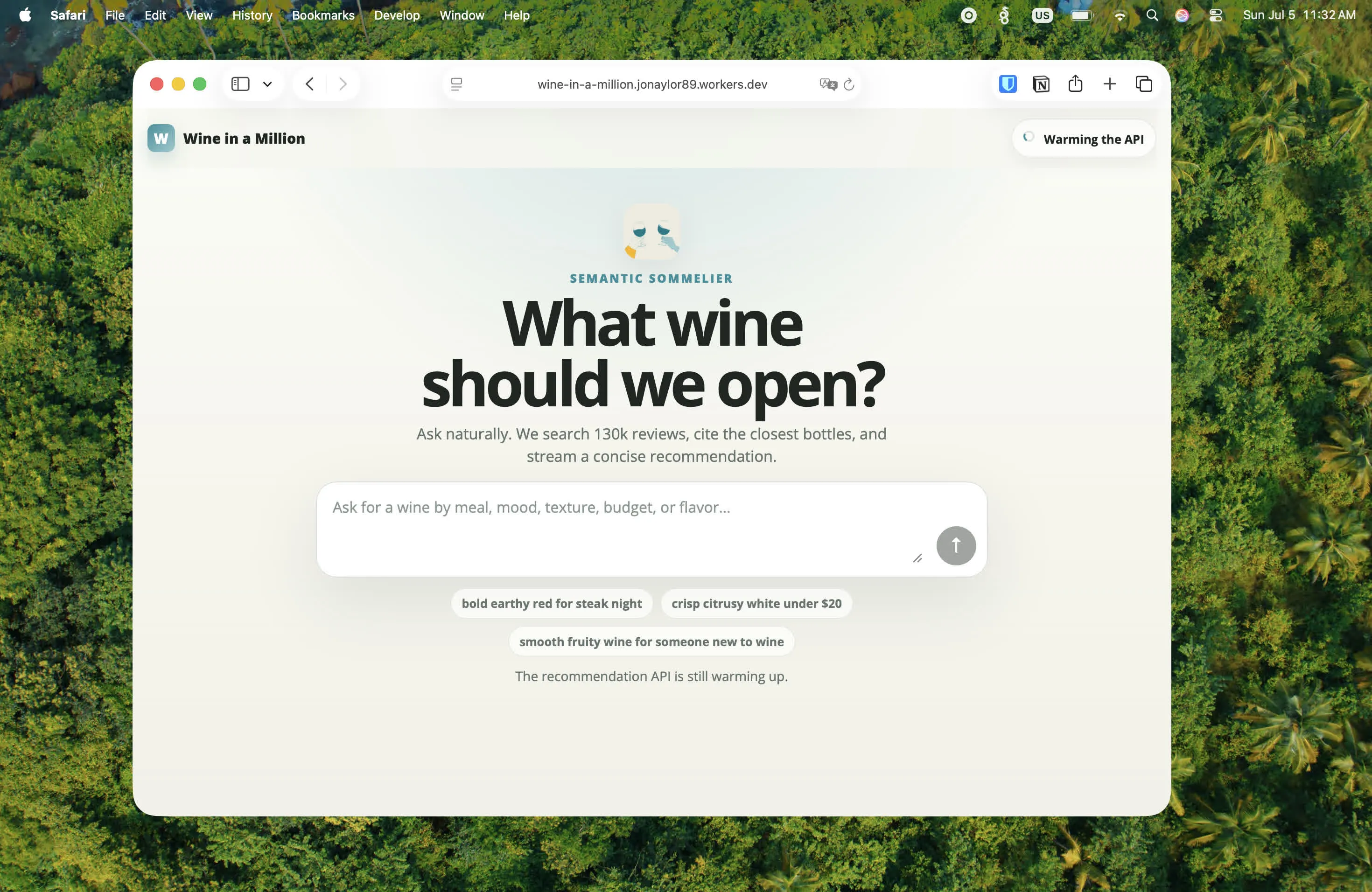 Screenshot of modern WineInAMillion